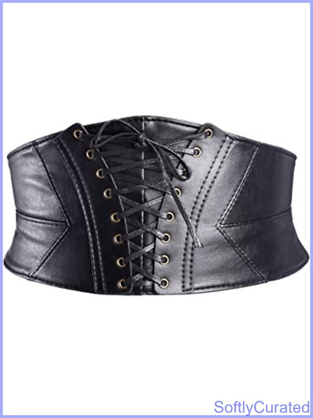 Faux Leather Corset Belt Elastic Wide Waist Lace-Up Steampunk Costume